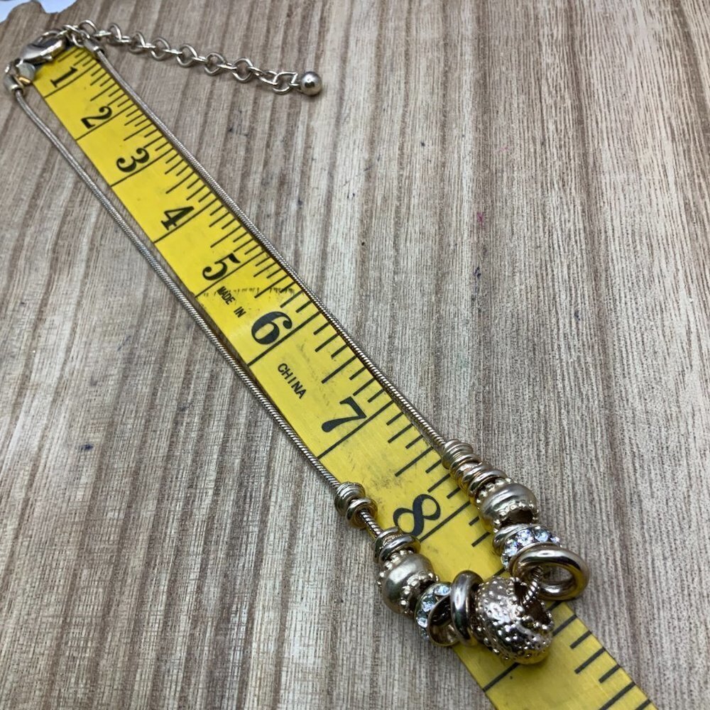 Chico's Gold Tone Rhinestone Stacking Rings Necklace - Picture 5 of 5